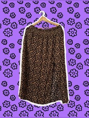 Leopard Print A-Line Midi Skirt - Brown/Black